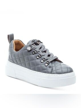 J Slides Quilted Grey Platform Sneaker with White Sole - Size 10